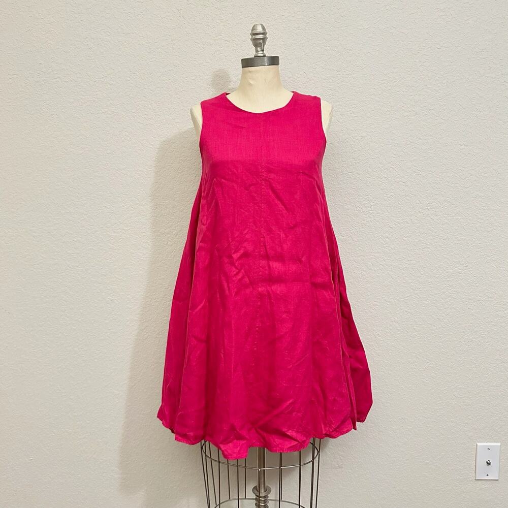 MAEVE ANTHROPOLOGIE Melbourne Swing Dress Hot Pink Linen Sleeveless